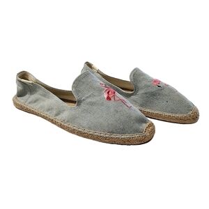 SOLUDOS Blue Flamingo Platform Smoking Slipper Size 10